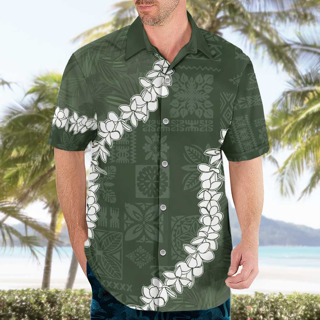 Hawaii Aloha Hawaiian Shirt Sage Quilt Patch Work Mix Plumeria Lei LT7 - Polynesian Pride