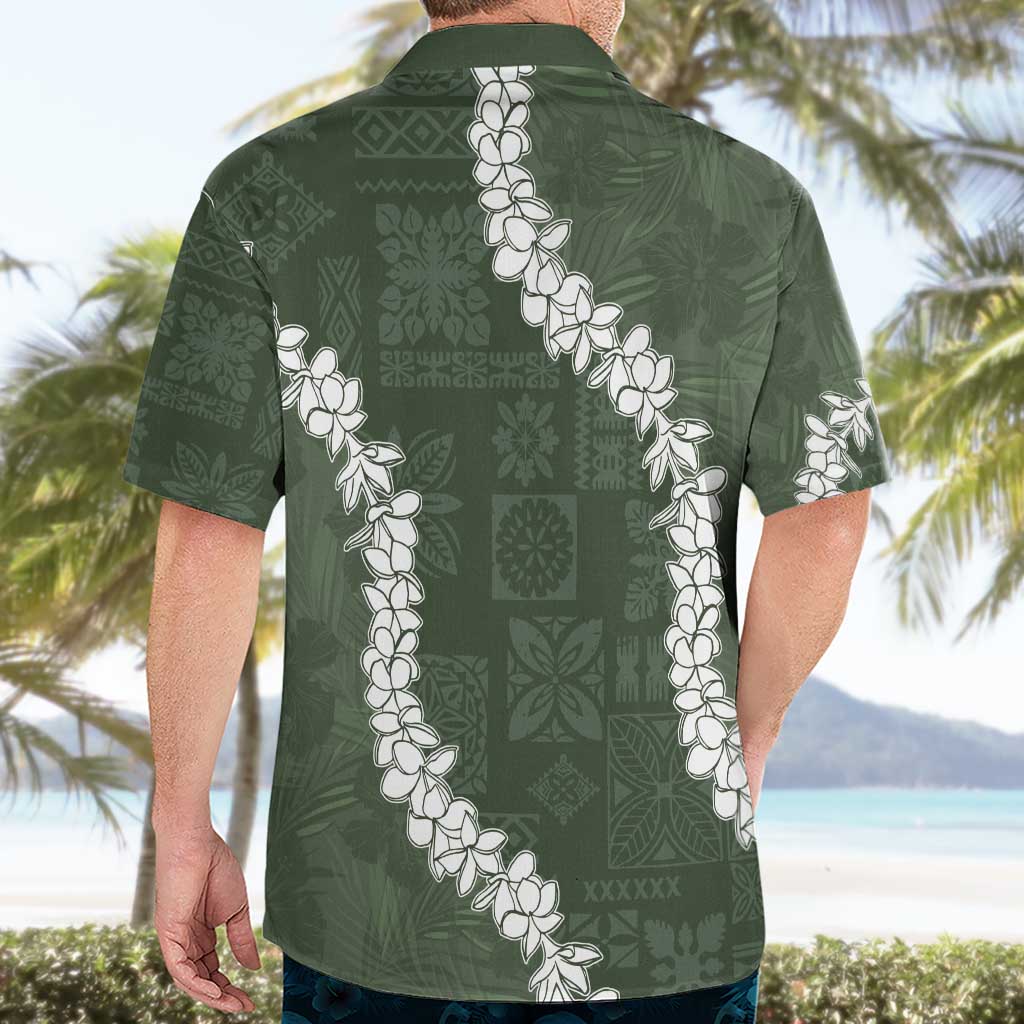 Hawaii Aloha Hawaiian Shirt Sage Quilt Patch Work Mix Plumeria Lei LT7 - Polynesian Pride