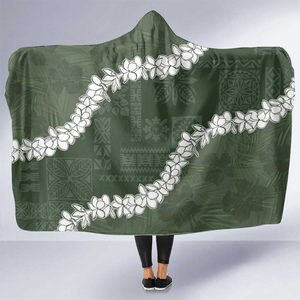 Hawaii Aloha Hooded Blanket Sage Quilt Patch Work Mix Plumeria Lei