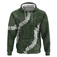 Hawaii Aloha Hoodie Sage Quilt Patch Work Mix Plumeria Lei LT7 Pullover Hoodie Sage - Polynesian Pride