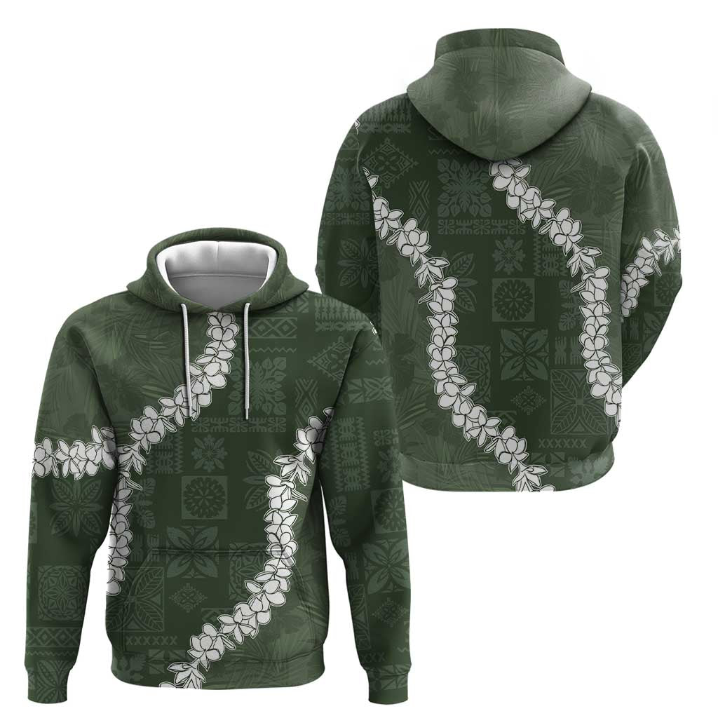 Hawaii Aloha Hoodie Sage Quilt Patch Work Mix Plumeria Lei LT7 - Polynesian Pride