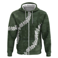 Hawaii Aloha Hoodie Sage Quilt Patch Work Mix Plumeria Lei LT7 Zip Hoodie Sage - Polynesian Pride