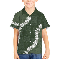 Hawaii Aloha Kid Hawaiian Shirt Sage Quilt Patch Work Mix Plumeria Lei LT7 Kid Sage - Polynesian Pride