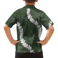 Hawaii Aloha Kid Hawaiian Shirt Sage Quilt Patch Work Mix Plumeria Lei LT7 - Polynesian Pride