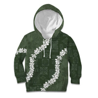 Hawaii Aloha Kid Hoodie Sage Quilt Patch Work Mix Plumeria Lei LT7 Hoodie Sage - Polynesian Pride