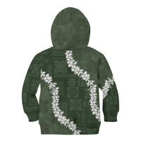 Hawaii Aloha Kid Hoodie Sage Quilt Patch Work Mix Plumeria Lei LT7 - Polynesian Pride