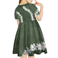Hawaii Aloha Kid Short Sleeve Dress Sage Quilt Patch Work Mix Plumeria Lei LT7 - Polynesian Pride