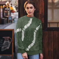 Hawaii Aloha Ugly Christmas Sweater Sage Quilt Patch Work Mix Plumeria Lei LT7 - Polynesian Pride