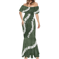 Hawaii Aloha Mermaid Dress Sage Quilt Patch Work Mix Plumeria Lei LT7 - Polynesian Pride