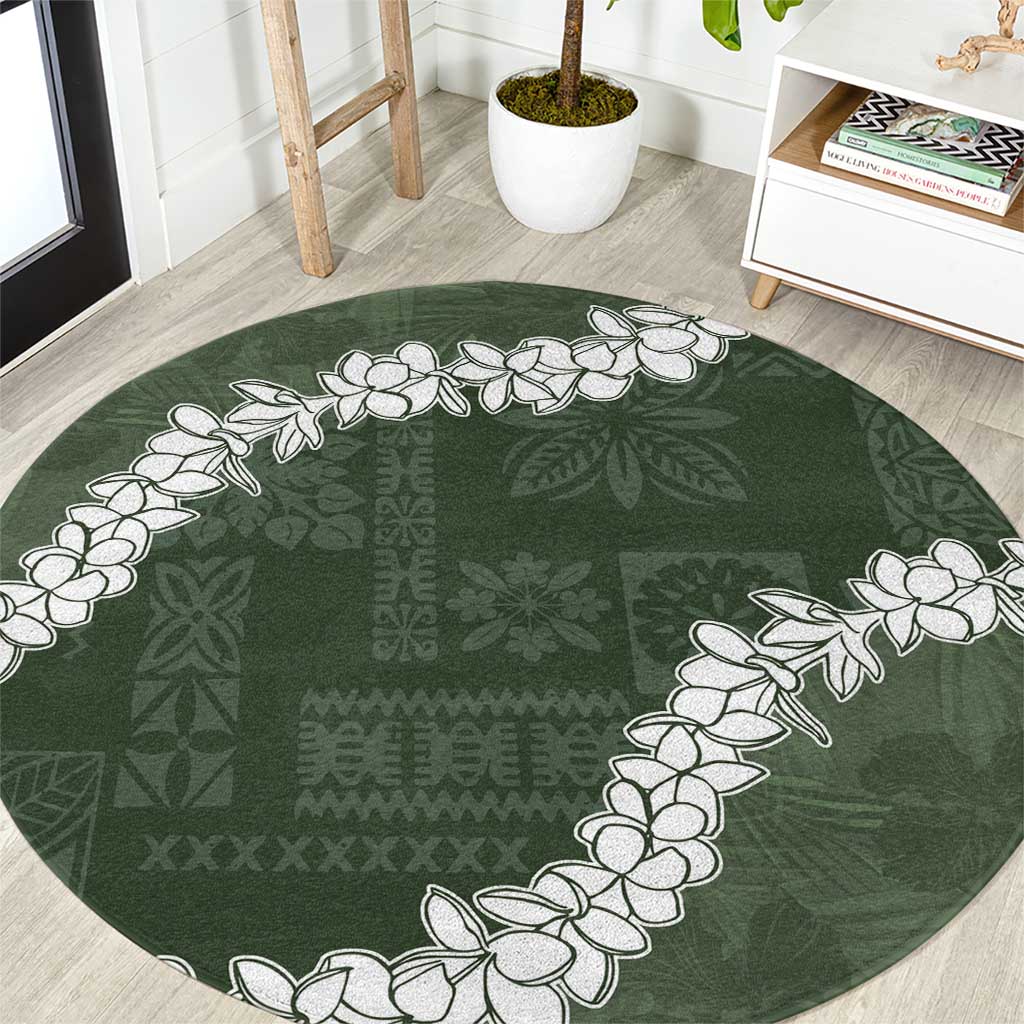 Hawaii Aloha Round Carpet Sage Quilt Patch Work Mix Plumeria Lei LT7 Sage - Polynesian Pride