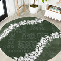 Hawaii Aloha Round Carpet Sage Quilt Patch Work Mix Plumeria Lei LT7 Sage - Polynesian Pride