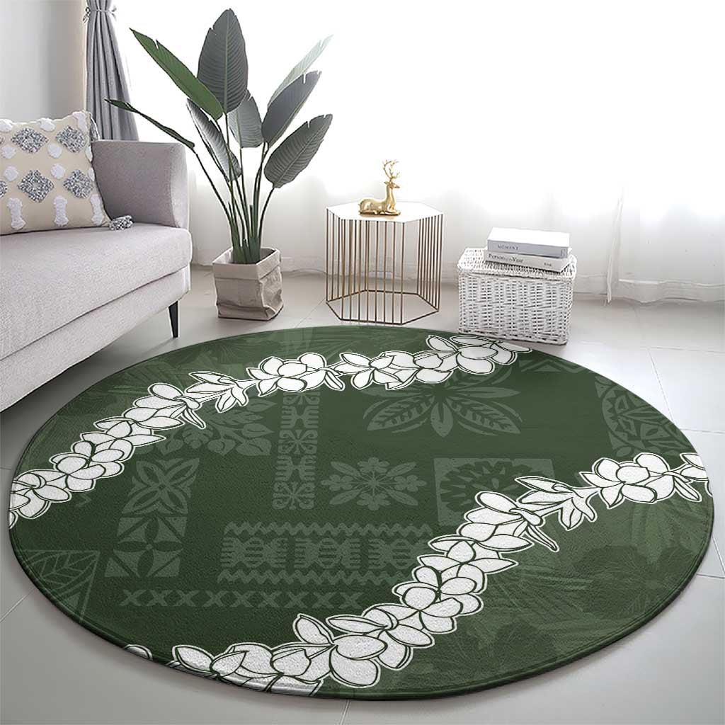Hawaii Aloha Round Carpet Sage Quilt Patch Work Mix Plumeria Lei LT7 - Polynesian Pride