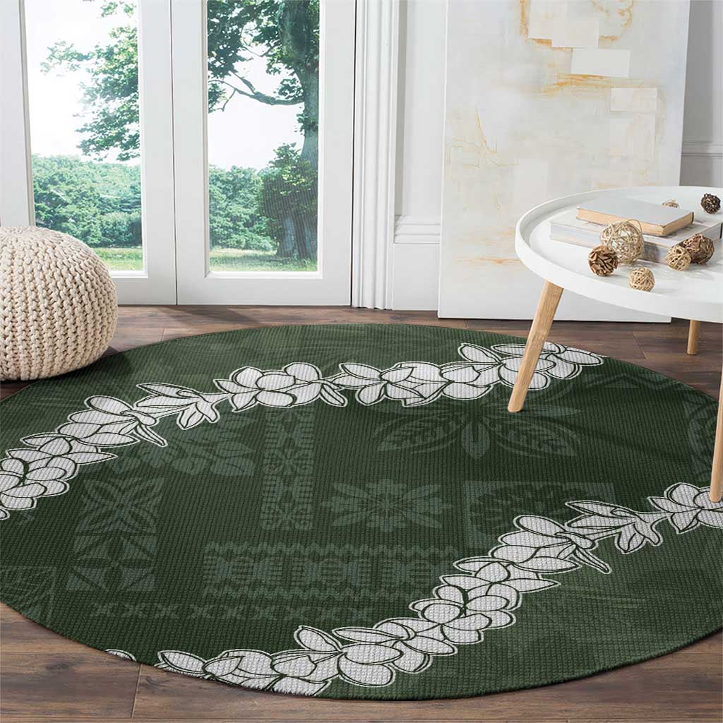Hawaii Aloha Round Carpet Sage Quilt Patch Work Mix Plumeria Lei LT7 - Polynesian Pride