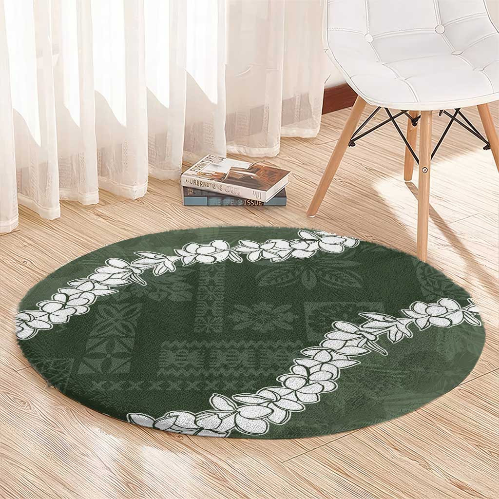 Hawaii Aloha Round Carpet Sage Quilt Patch Work Mix Plumeria Lei LT7 - Polynesian Pride