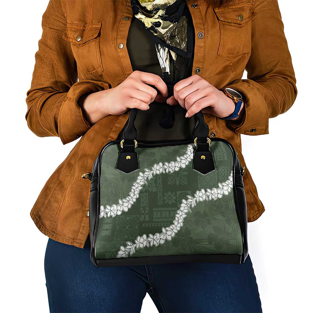 Hawaii Aloha Shoulder Handbag Sage Quilt Patch Work Mix Plumeria Lei LT7 - Polynesian Pride
