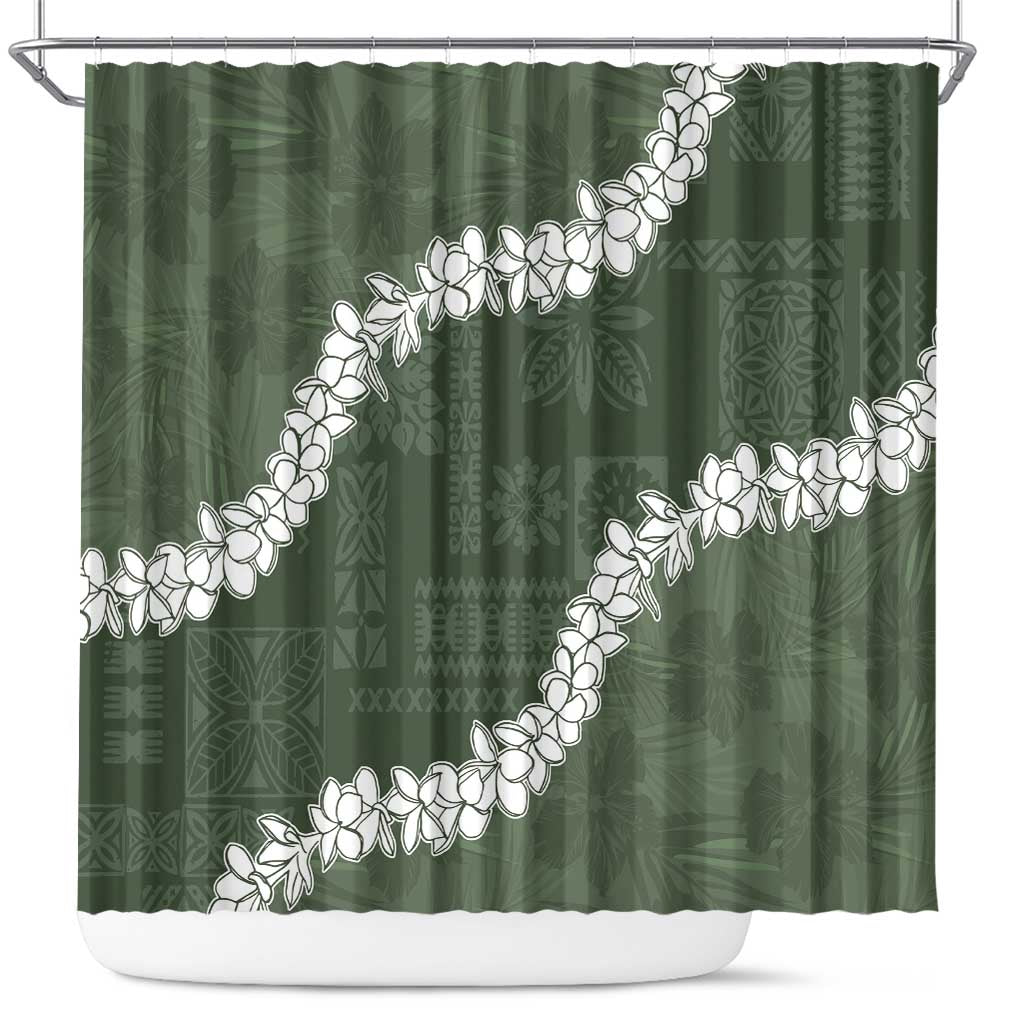Hawaii Aloha Shower Curtain Sage Quilt Patch Work Mix Plumeria Lei LT7 Sage - Polynesian Pride