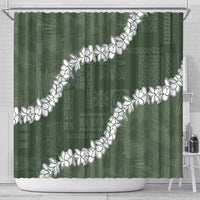 Hawaii Aloha Shower Curtain Sage Quilt Patch Work Mix Plumeria Lei LT7 - Polynesian Pride