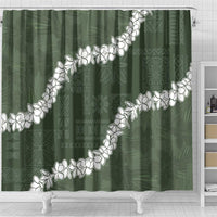 Hawaii Aloha Shower Curtain Sage Quilt Patch Work Mix Plumeria Lei LT7 - Polynesian Pride