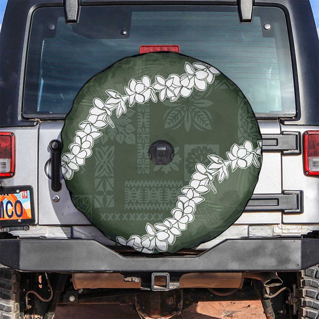 Hawaii Aloha Spare Tire Cover Sage Quilt Patch Work Mix Plumeria Lei LT7 Sage - Polynesian Pride