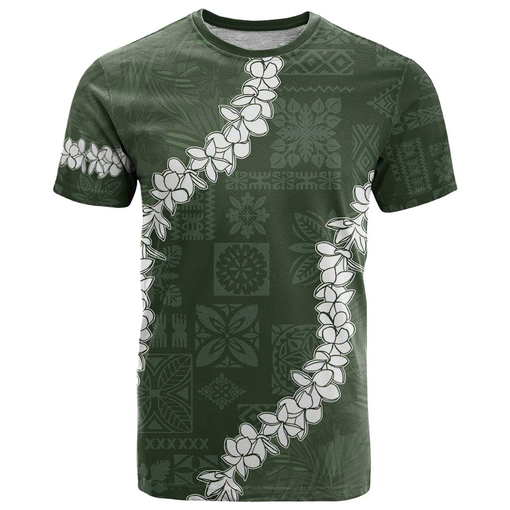 Hawaii Aloha T Shirt Sage Quilt Patch Work Mix Plumeria Lei LT7 Sage - Polynesian Pride