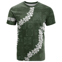 Hawaii Aloha T Shirt Sage Quilt Patch Work Mix Plumeria Lei LT7 Sage - Polynesian Pride