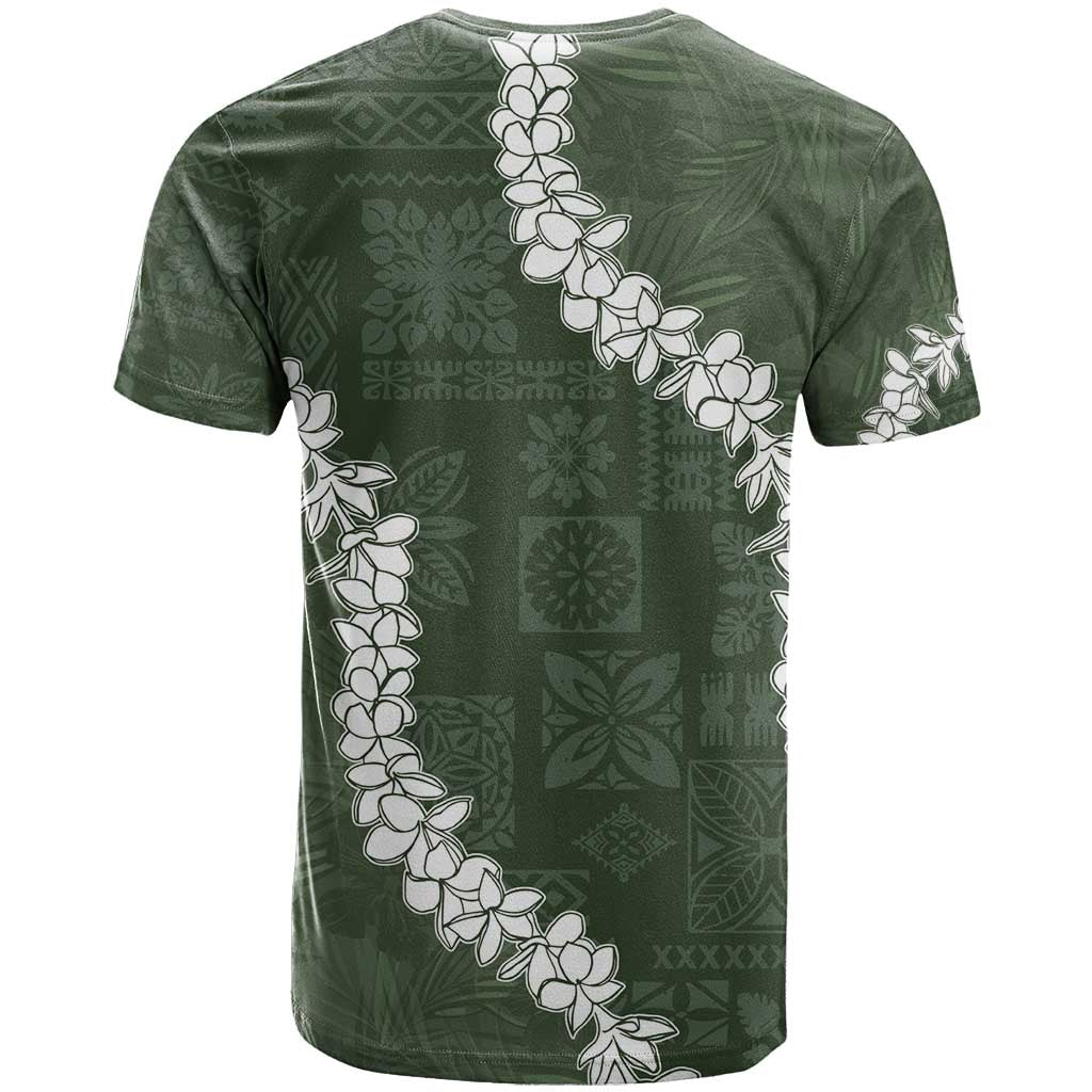 Hawaii Aloha T Shirt Sage Quilt Patch Work Mix Plumeria Lei LT7 - Polynesian Pride