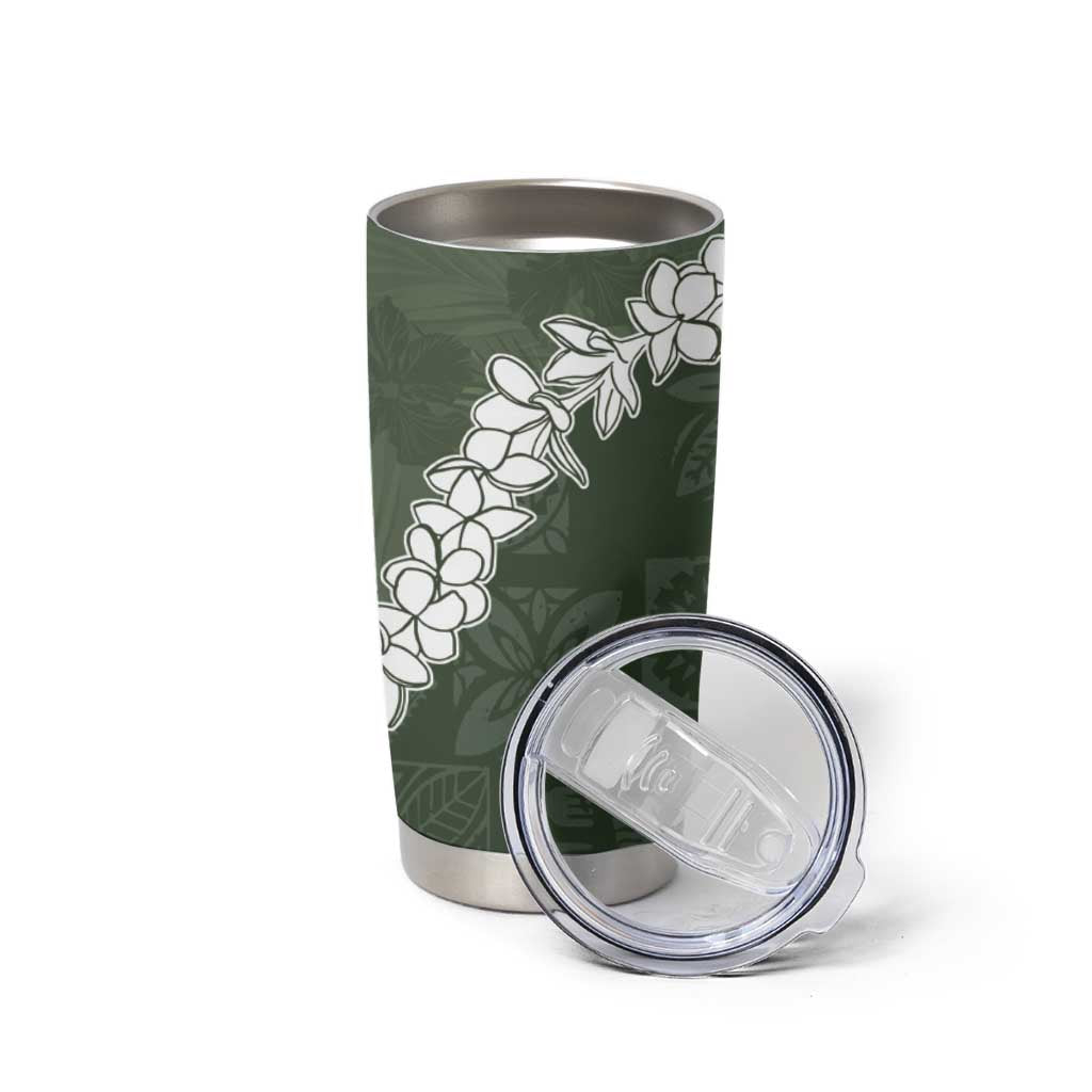 Hawaii Aloha Tumbler Cup Sage Quilt Patch Work Mix Plumeria Lei LT7 - Polynesian Pride
