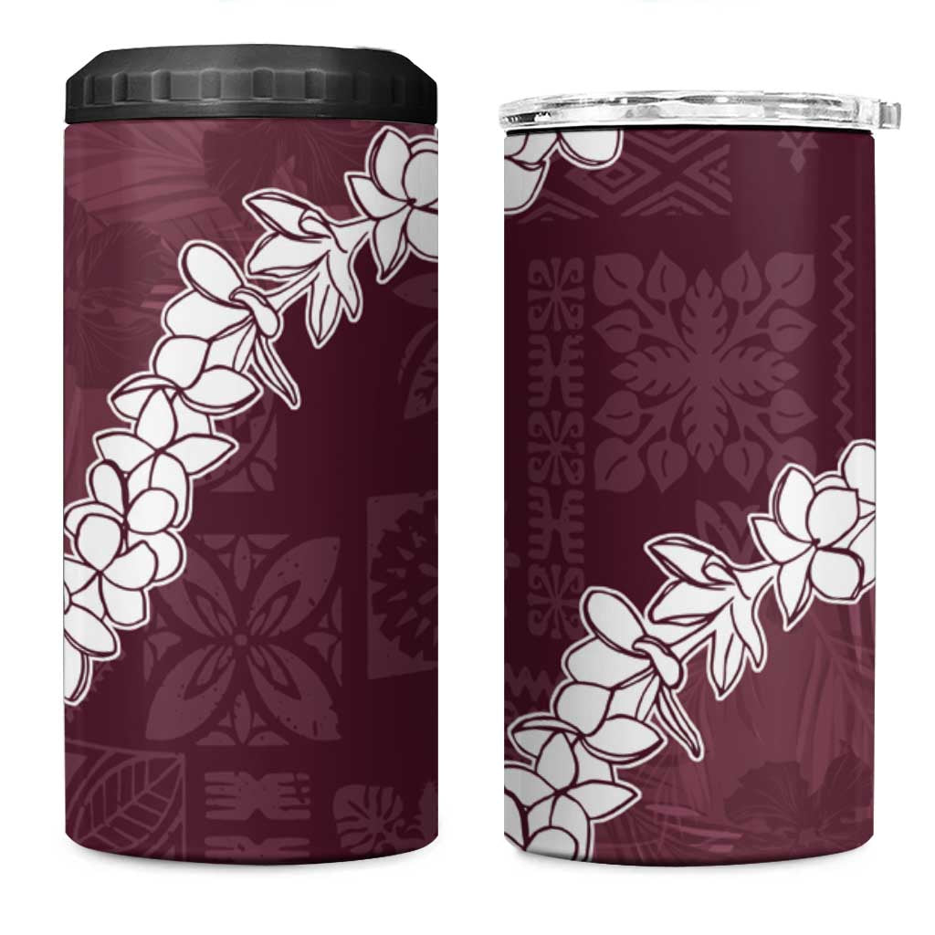 Hawaii Aloha 4 in 1 Can Cooler Tumbler Champange Quilt Patch Work Mix Plumeria Lei LT7 One Size: 16 oz Champange - Polynesian Pride