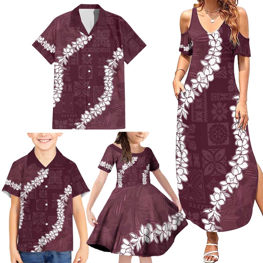 Hawaii Aloha Family Matching Summer Maxi Dress and Hawaiian Shirt Champange Quilt Patch Work Mix Plumeria Lei