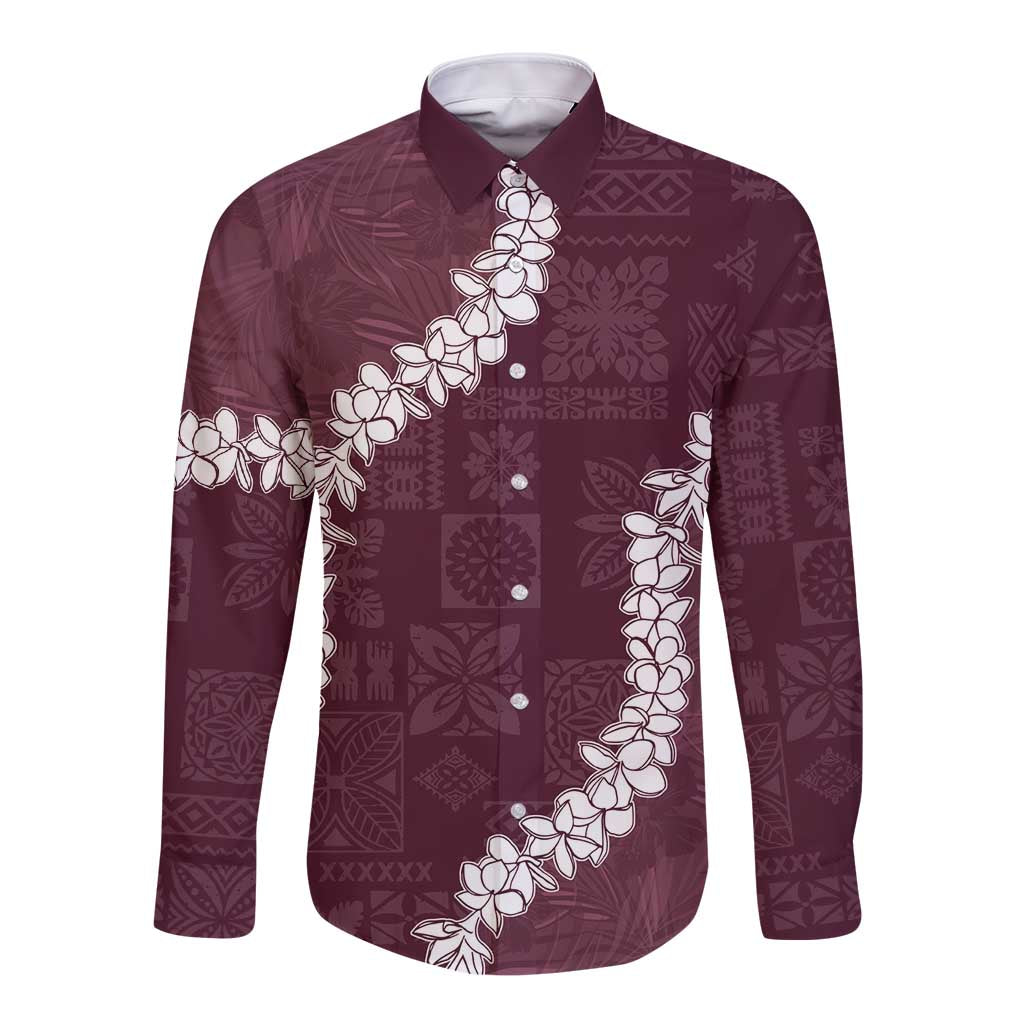 Hawaii Aloha Long Sleeve Button Shirt Champange Quilt Patch Work Mix Plumeria Lei LT7 Unisex Champange - Polynesian Pride