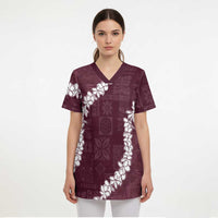 Hawaii Aloha Scrub Top Champange Quilt Patch Work Mix Plumeria Lei LT7 - Polynesian Pride