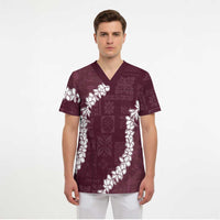 Hawaii Aloha Scrub Top Champange Quilt Patch Work Mix Plumeria Lei LT7 - Polynesian Pride
