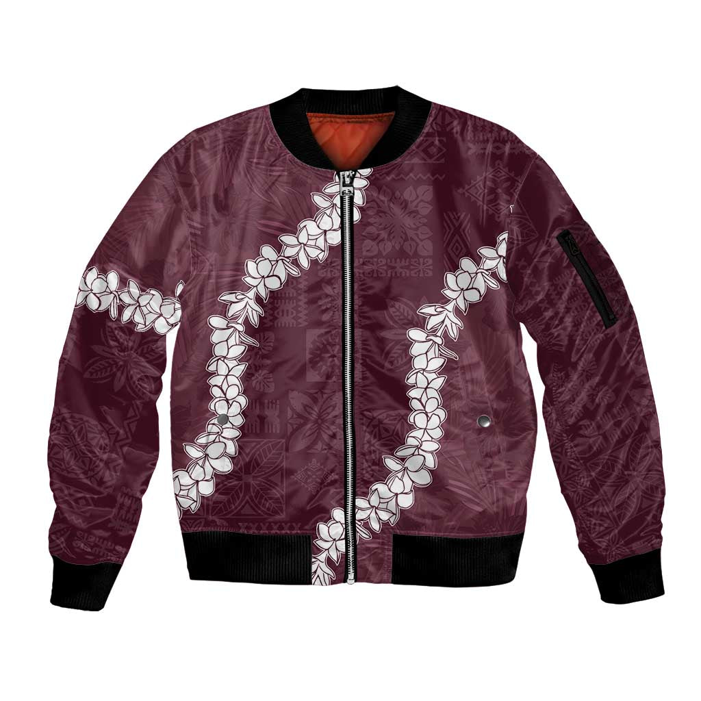 Hawaii Aloha Sleeve Zip Bomber Jacket Champange Quilt Patch Work Mix Plumeria Lei LT7 Unisex Champange - Polynesian Pride