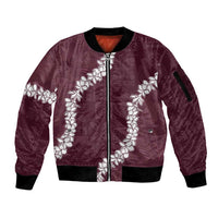 Hawaii Aloha Sleeve Zip Bomber Jacket Champange Quilt Patch Work Mix Plumeria Lei LT7 Unisex Champange - Polynesian Pride