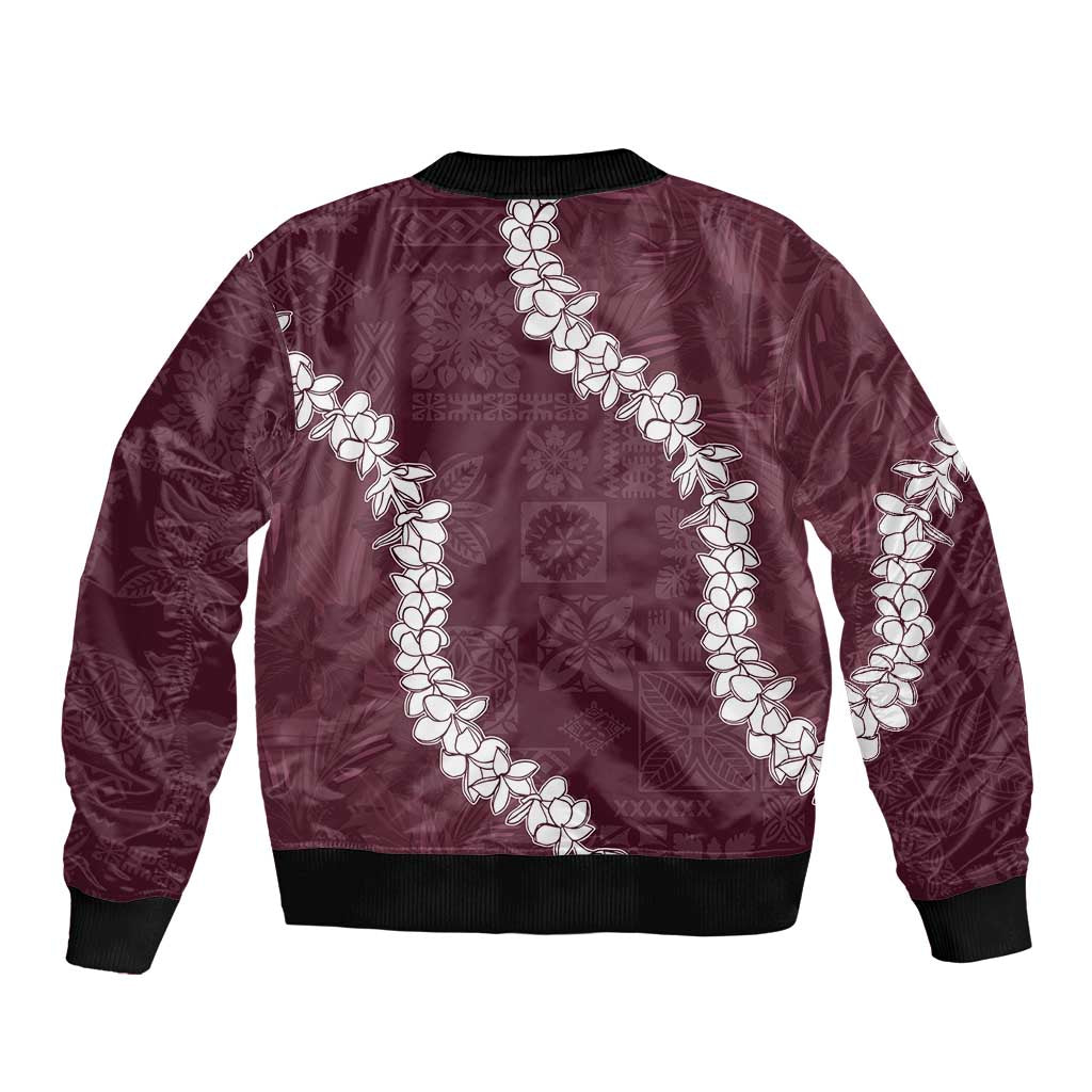 Hawaii Aloha Sleeve Zip Bomber Jacket Champange Quilt Patch Work Mix Plumeria Lei LT7 - Polynesian Pride