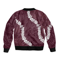 Hawaii Aloha Sleeve Zip Bomber Jacket Champange Quilt Patch Work Mix Plumeria Lei LT7 - Polynesian Pride
