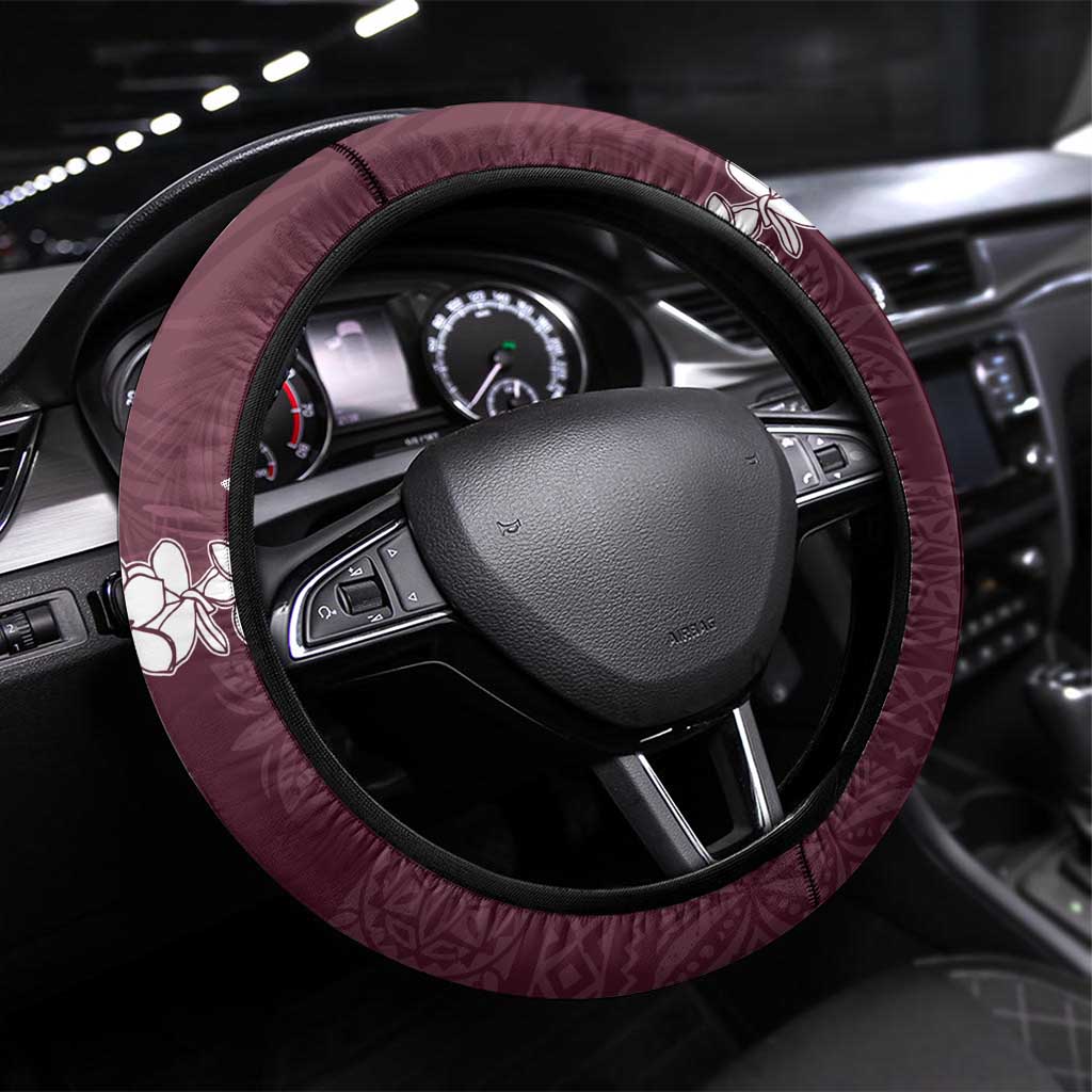 Hawaii Aloha Steering Wheel Cover Champange Quilt Patch Work Mix Plumeria Lei LT7 Universal Fit Champange - Polynesian Pride