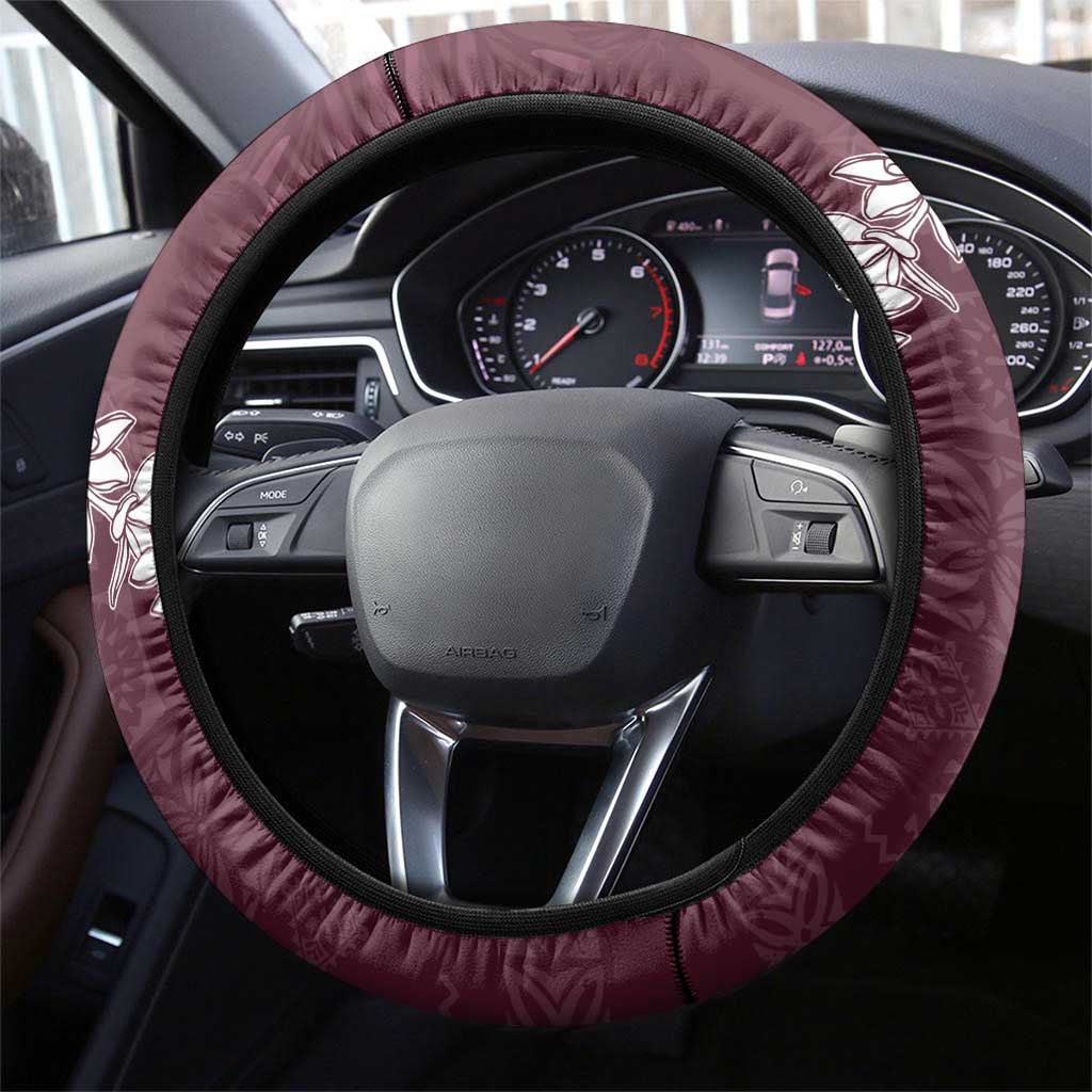 Hawaii Aloha Steering Wheel Cover Champange Quilt Patch Work Mix Plumeria Lei LT7 - Polynesian Pride