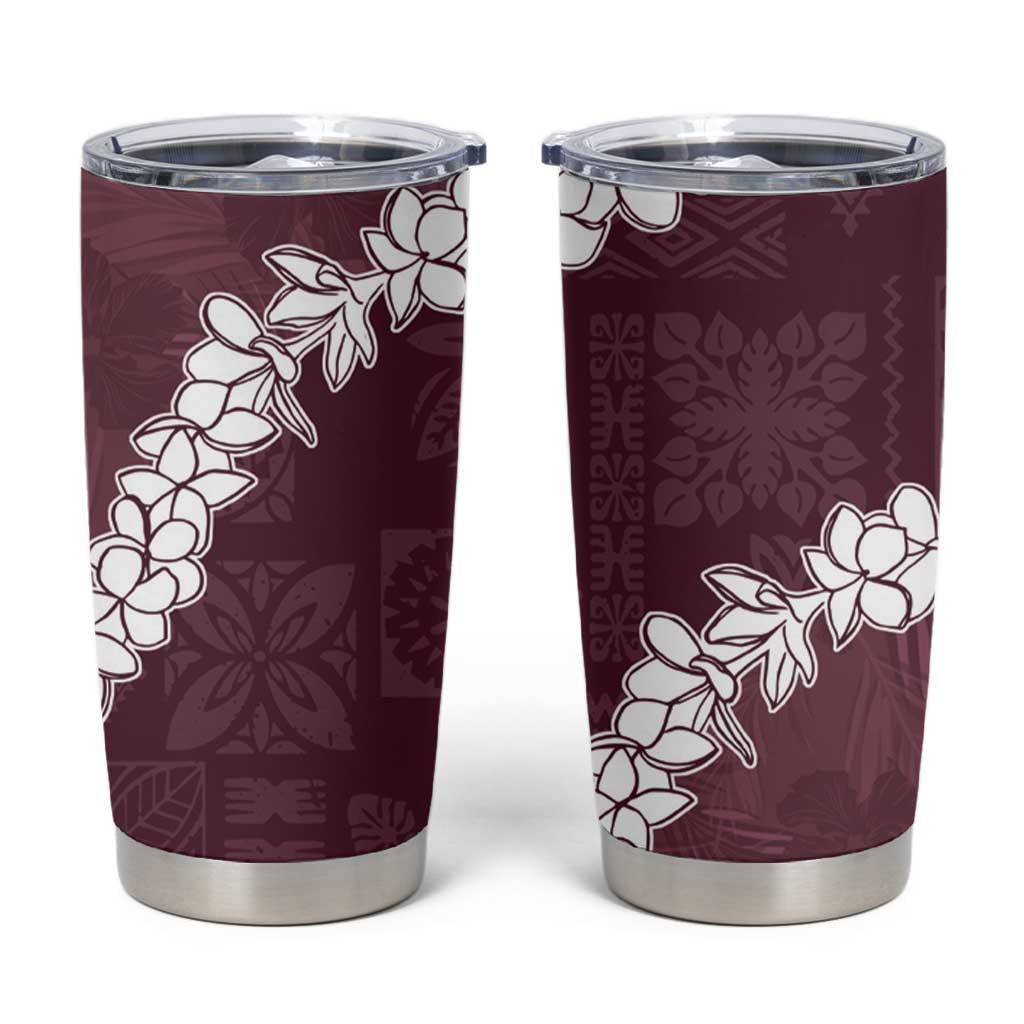 Hawaii Aloha Tumbler Cup Champange Quilt Patch Work Mix Plumeria Lei LT7 Champange - Polynesian Pride