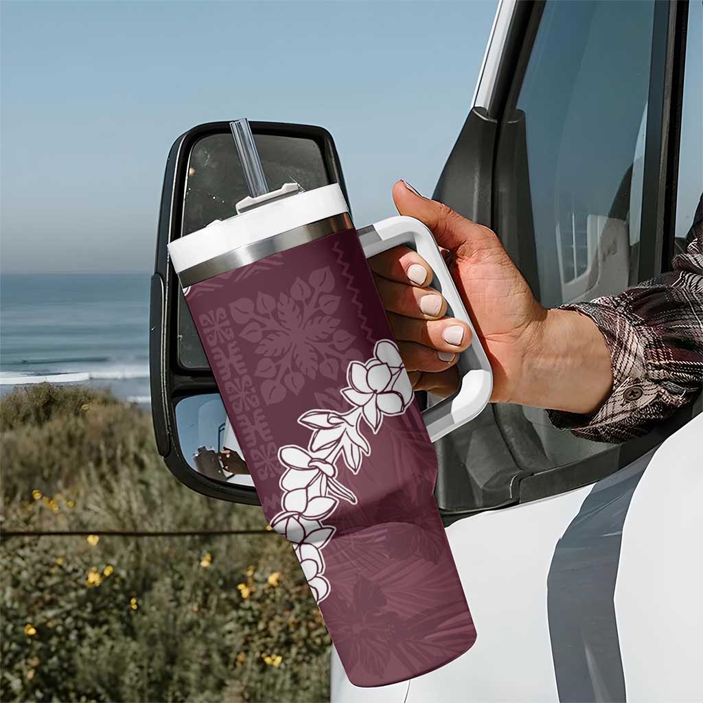 Hawaii Aloha Tumbler With Handle Champange Quilt Patch Work Mix Plumeria Lei LT7 - Polynesian Pride