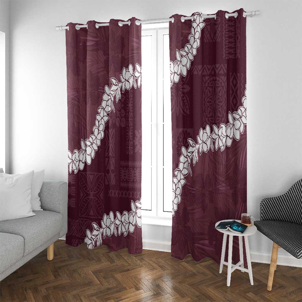 Hawaii Aloha Window Curtain Champange Quilt Patch Work Mix Plumeria Lei LT7 With Grommets Champange - Polynesian Pride