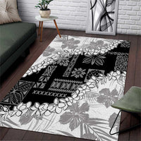 Hawaii Aloha Area Rug White Quilt Patch Work Mix Plumeria Lei LT7 White - Polynesian Pride