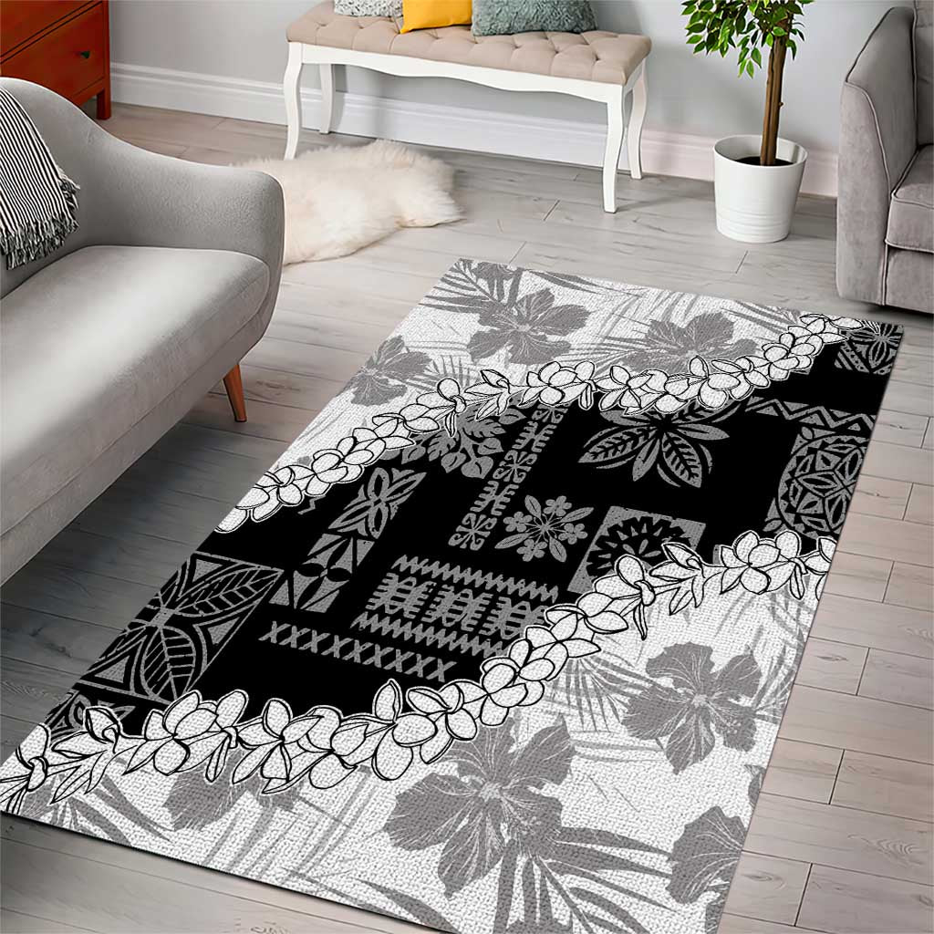 Hawaii Aloha Area Rug White Quilt Patch Work Mix Plumeria Lei LT7 - Polynesian Pride