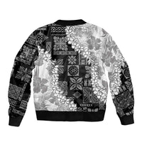 Hawaii Aloha Bomber Jacket White Quilt Patch Work Mix Plumeria Lei LT7 - Polynesian Pride