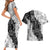 Hawaii Aloha Couples Matching Short Sleeve Bodycon Dress and Hawaiian Shirt White Quilt Patch Work Mix Plumeria Lei