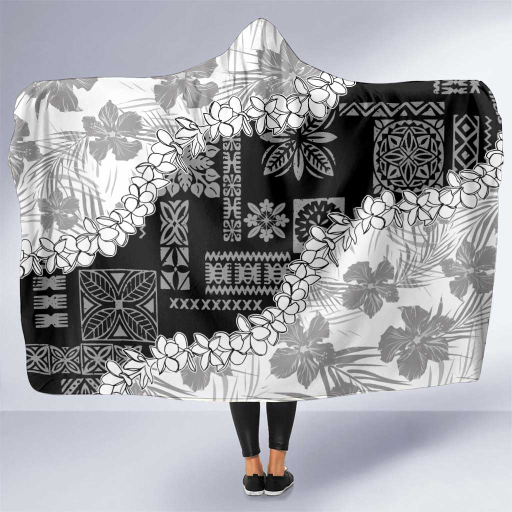 Hawaii Aloha Hooded Blanket White Quilt Patch Work Mix Plumeria Lei