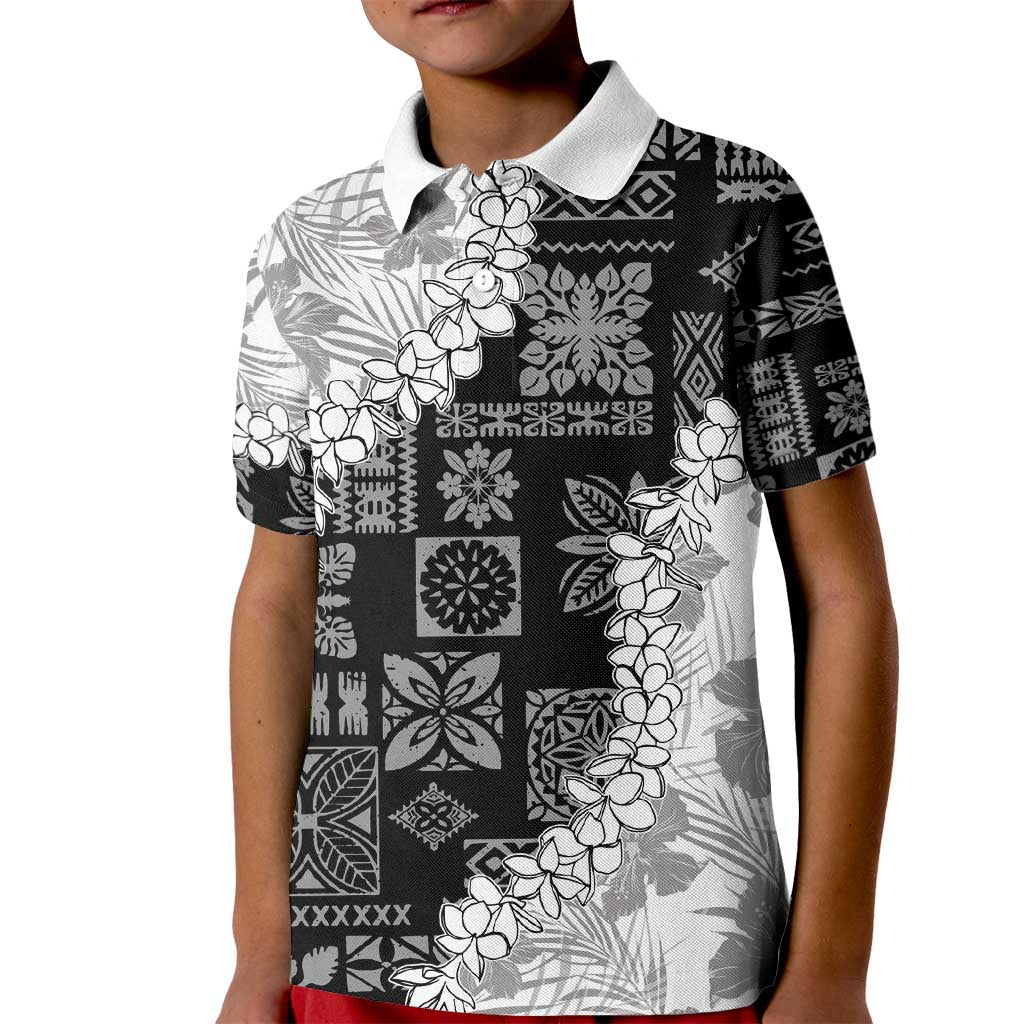 Hawaii Aloha Kid Polo Shirt White Quilt Patch Work Mix Plumeria Lei LT7 Kid White - Polynesian Pride