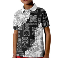 Hawaii Aloha Kid Polo Shirt White Quilt Patch Work Mix Plumeria Lei LT7 Kid White - Polynesian Pride