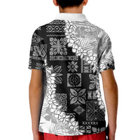 Hawaii Aloha Kid Polo Shirt White Quilt Patch Work Mix Plumeria Lei LT7 - Polynesian Pride