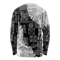 Hawaii Aloha Long Sleeve Shirt White Quilt Patch Work Mix Plumeria Lei LT7 - Polynesian Pride